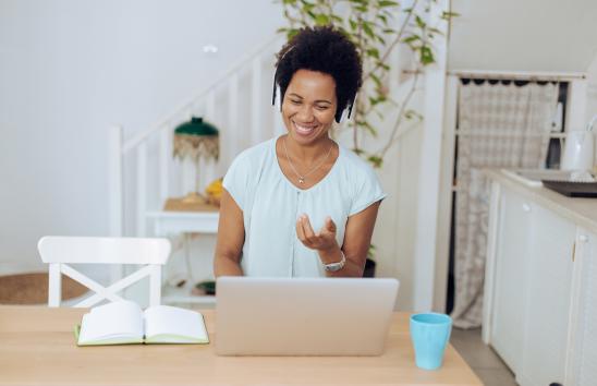 Education remote work learning at laptop interaction